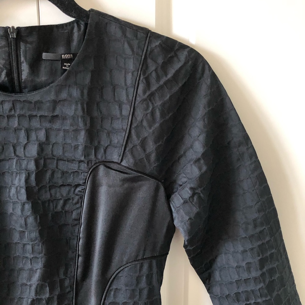 Hugo Boss Darling Embossed Black Sheath Dress - Picture 4 of 14